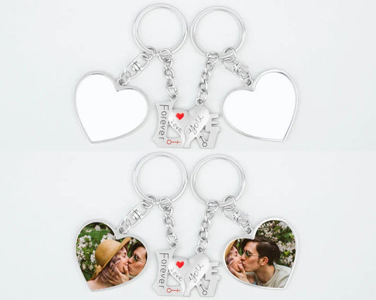 Heart Shape Couple Keychain with Forever Love You Male & Female Charms